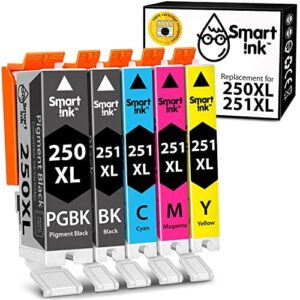 smart ink compatible ink cartridge replacement for canon pixma pgi-250xl cli-251xl pgi 250 cli 251 xl (1 pgbk & 1 bk/c/m/y 5 combo pack) to use with mx722 mx922 ip7220 ix6820 mg5420 mg5422 mg5520