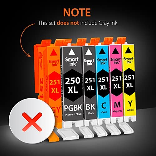 Smart Ink Compatible Ink Cartridge Replacement for Canon PIXMA PGI-250XL CLI-251XL PGI 250 CLI 251 XL (1 PGBK & 1 BK/C/M/Y 5 Combo Pack) to use with MX722 MX922 iP7220 iX6820 MG5420 MG5422 MG5520