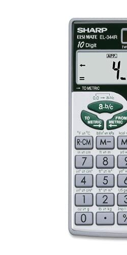 Sharp EL344RB 10-Digit Calculator with Punctuation, Metric Converter, Solar Powered LCD Display, Small Pocket Calculator for Students and Professionals