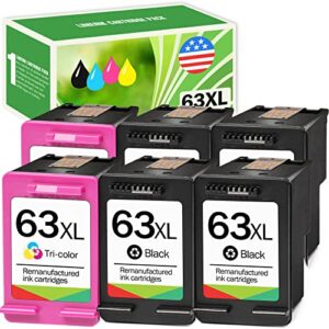 Limeink 6 Remanufactured Ink Cartridge 63XL 63 XL High Yield for HP Envy 4512 4520 Deskjet 3632 2130 2132 1110 3636 3637 1112 3630 3634 OfficeJet 3830 3833 4650 4652 4655 5255 5258 Printer Black Color