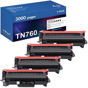 inkalfa tn760 tn730 toner cartridge replacement for brother tn760 tn 760 tn-760 tn730 tn-730 for mfc-l2710dw hl-l2395dw mfc-l2750dw hl-l2370dw l2390dw l2350dw printer ink (black, 4-pack)