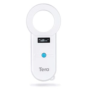 tera pet microchip reader scanner rfid portable animal chip id scanner with oled display screen rechargeable data storage tag scanner supports emid fdx-b(iso11784/85) for dog cat pig animal management
