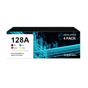 128a toner cartridges replacement for hp 128a ce320a ce321a ce322a ce323a to use with pro cp1525n cp1525nw cm1415fn cm1415fnw (1 black, 1 cyan, 1 magenta, 1 yellow) 4 pack