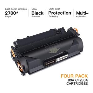 E-Z Ink (TM) Compatible Toner Cartridge Replacement for HP 80A CF280A 80X CF280X 05A CE505A to use with Laserjet Pro 400 M401n M401dne M401dw MFP M425dw MFP M425dn (Black, 4 Pack)