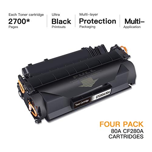 E-Z Ink (TM) Compatible Toner Cartridge Replacement for HP 80A CF280A 80X CF280X 05A CE505A to use with Laserjet Pro 400 M401n M401dne M401dw MFP M425dw MFP M425dn (Black, 4 Pack)