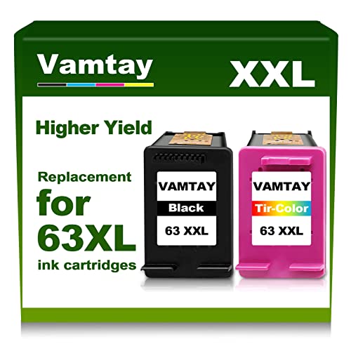 Remanufactured 63 XL Ink Cartridges Replacement for Hp 63XL Ink Cartridges Black/Color Combo Pack Compatible with Hp Officejet 3830 5255 5258 Envy 4520 4512 DeskJet 3630 Ink Cartridges Printers
