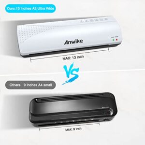 Laminator Machine, Anwike 13 inches Laminating Machine for A3 A4 A5 A6, Thermal Laminator Machine with 20 Laminating Sheets for Home Office School Use, Build in Paper Trimmer and Corner Rounder