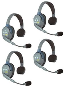 eartec ul4s ultralite full duplex wireless headset communication for 4 users – 4 single ear headsets