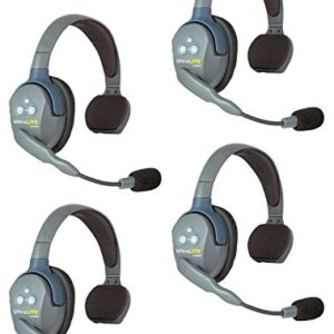 Eartec UL4S UltraLITE Full Duplex Wireless Headset Communication for 4 Users - 4 Single Ear Headsets