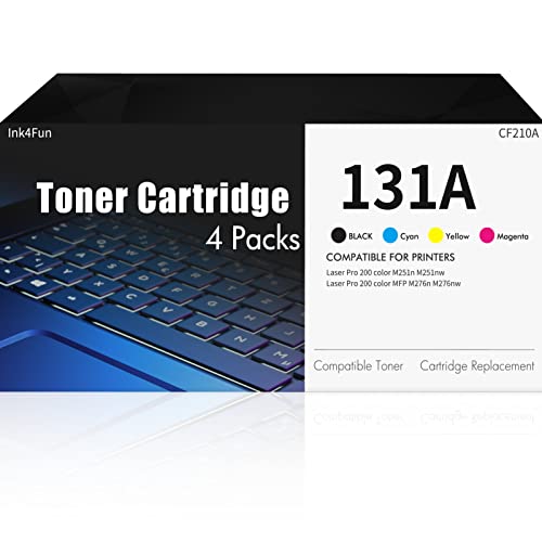 131A Toner Cartridge 4 Pack: 131X CF210A CF210X CF211A CF212A CF213A Toner Cartridge Compatible Replacement for HP Pro 200 Color MFP M251NW M251N M276NW M276N M251 Printer(Black Cyan Yellow Magenta)