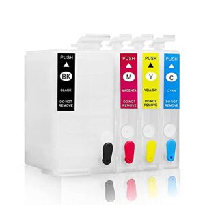 deamos sublimation ink cartridges, empty refillable ink cartridges compatible for wf7620 wf-7610 wf-7210 wf-7110 wf-7710 wf-7720 wf-3620 wf-3640 printers, 4pcs reusable ink cartridges kit, cyan