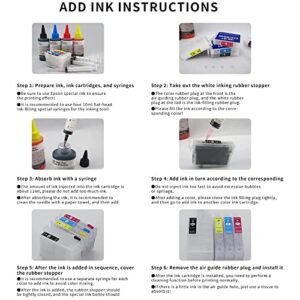 Deamos Sublimation Ink Cartridges, Empty Refillable Ink Cartridges Compatible for WF7620 WF-7610 WF-7210 WF-7110 WF-7710 WF-7720 WF-3620 WF-3640 Printers, 4Pcs Reusable Ink Cartridges Kit, Cyan