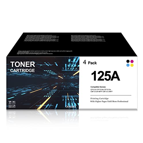 125A Toner Cartridges 4-Pack (Black/Cyan/Magenta/Yellow) - OWRD Compatible 125A CB540A CB541A CB542A CB543A Toner Replacement for HP CP1215 CP1518ni CP1515n CM1312nfi MFP CM1312 MFP Printer