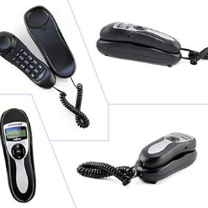 Packard Bell Corded Phone Slimline Handset Telephone Works in Power Outages Lighted Caller ID Speed Dial Landline Phone Wall Mountable - Black