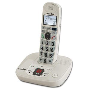 clarity 53714 dect 6.0 amplified cordless phone with digital answering system voip phone and device,white,d714