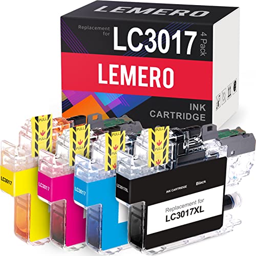 LEMERO Compatible Ink Cartridge Replacement for Brother LC3017 LC 3017 for MFC-J6530DW MFC-J5330DW MFC-J6930DW MFC-J6730DW Printer (1 Black, 1 Cyan, 1 Magenta, 1 Yellow, 4 Pack)