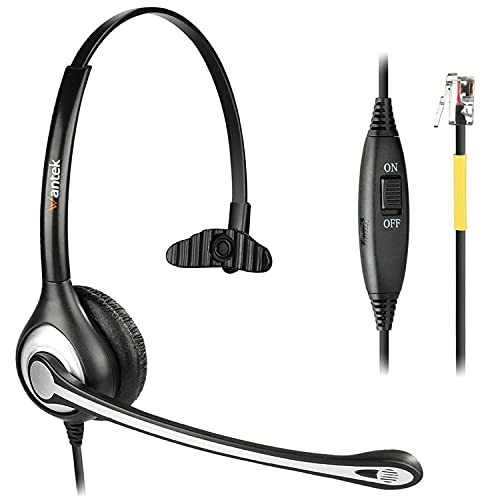 Wantek Phone Headset with Microphone Noise Cancelling, RJ9 Office Telephone Headsets Compatible with Yealink T20P T21P T26P T23G T46G T48G T42S T46S Avaya 1608 9608 9611 Grandstream Panasonic Snom