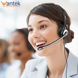 Wantek Phone Headset with Microphone Noise Cancelling, RJ9 Office Telephone Headsets Compatible with Yealink T20P T21P T26P T23G T46G T48G T42S T46S Avaya 1608 9608 9611 Grandstream Panasonic Snom