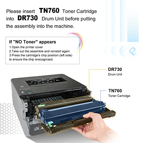 TESEN TN760 DR730 Compatible Toner+Drum Cartridge Replacement for TN760 DR730 for HL-L2325DW HL-L2350DW HL-L2370DW HL-L2390DW HL-L2395DW MFC-L2690DW MFC-L2717DW MFC-L2750DW MFC-L2730DW DCP-L2551DW