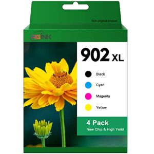 compatible 902 xl ink cartridge (newest chip) replacement for hp 902xl ink cartridges combo pack with officejet pro 6978 6968 6970 6958 6962 6975 6960 6954 printer (black cyan magenta yellow, 4pack)