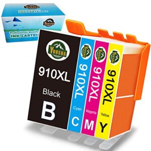 yuusha compatible ink cartridge replacement for hp 910xl 910 xl ink cartridge to use with hp officejet pro 8025 8025e 8020 8022 8035 8028 8015 printer, 4 pack