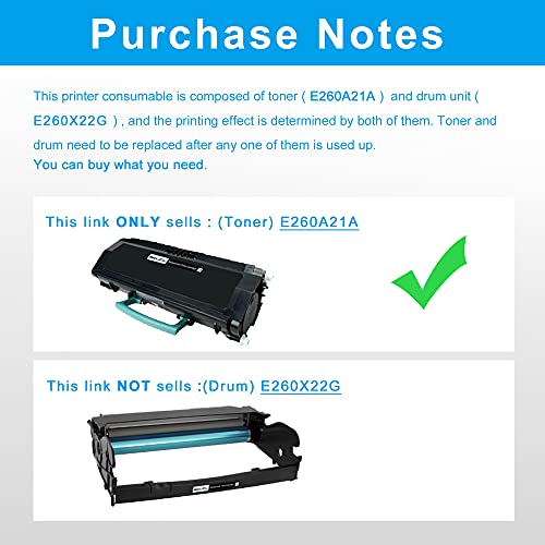 LCL Compatible Toner Cartridge Replacement for Lexmark E260A21A E260 E260d E260dn E260dtn E260dt E360 E360dn E360dtn E360d E460 E460dn E460dw E462dtn E462 E460d E460dtn (1-Pack Black)