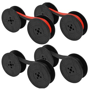 4 Pairs Universal Typewriter Ribbon Twin Spool Replacement 1/2" Pack Compatible with Most Typewriter (Black-Red,Black)