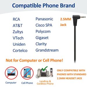 Wantek 2.5mm Telephone Headset with Mic Noise Cancelling, Office Phone Headset Compatible with AT&T ML17929 Panasonic Vtech RCA Uniden Cisco SPA Grandstream Polycom Cordless Dect Phones(F600J25)