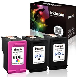 inktopia 3 pack remanufactured ink cartridges replacement for hp 61xl 61 xl (2 black 1 tricolor) used in hp officejet 4630 4632 4635 deskjet 1010 2549 2540 3050 envy 5530 4500 4501 printer