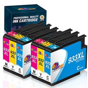 clorisun 933 933xl color ink cartridge compatible for hp 933 933xl officejet 6700 6600 7612 6100 7610 7510 7110 printer (2cyan, 2magenta, 2yellow) 6 pack