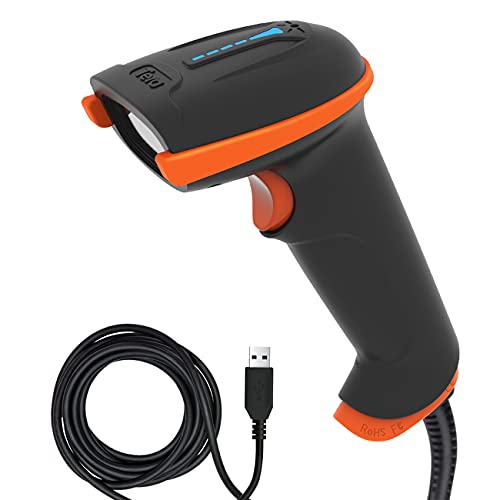 Tera Upgraded USB Laser 1D Barcode Scanner Wired Officially Certified Dustproof Shockproof Waterproof IP65 Ergonomic Handle Ultra Long Bar Code Reader Fast and Precise Scan Plug and Play L5100Y