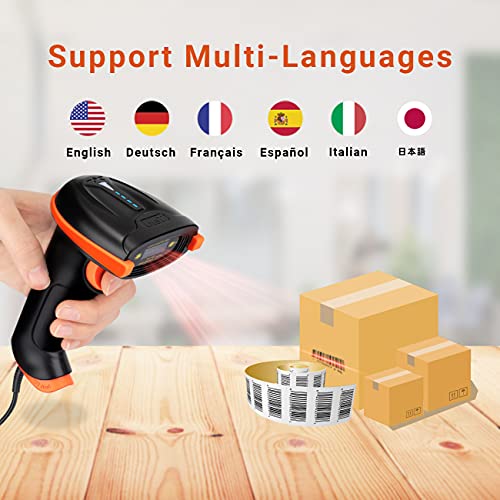 Tera Upgraded USB Laser 1D Barcode Scanner Wired Officially Certified Dustproof Shockproof Waterproof IP65 Ergonomic Handle Ultra Long Bar Code Reader Fast and Precise Scan Plug and Play L5100Y