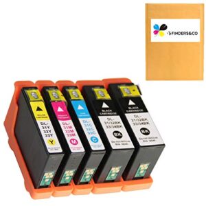 compatible dell series 31 32 33 34 ink cartridges replacement for dell v525w v725w printer (2bk, 1c, 1m, 1y)