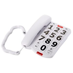 Yopay Amplified Single Line Corded Desk Telephone, Large Buttons Phones for Seniors, Extra Loud Ringer Desk Phone Easy to Read, White, Elderly Friendly