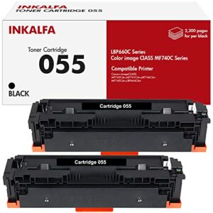 055 055h black toner cartridge 2 pack compatible replacement for canon 055 055h for canon color imageclass mf743cdw mf741cdw mf743 mf741 mf746cdw mf740c mf745cdw lbp664cdw printer ink