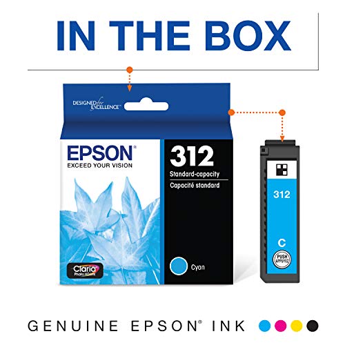 EPSON T312 Claria Photo HD -Ink Standard Capacity Cyan -Cartridge (T312220-S) for select Epson Expression Photo Printers