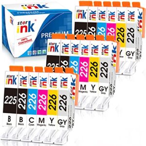 starink 225 226 ink cartridges, compatible replacement for canon pgi225 cli226 for pixma mg6220 mg6120 mg8120 mg8200 mg6100 mg8100 mg6200 printer (3pgbk, 3bk, 3 gary, 3c/3m/3y), 18 packs