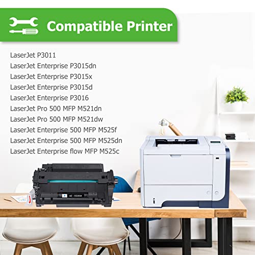 Aztech Compatible Toner Cartridge Replacement for HP 55A CE255A 55X CE255X P3015 P3015dn P3015x Pro 500 MFP M521dn M521dw M521 M525 Printer Ink (Black, 1-Pack)