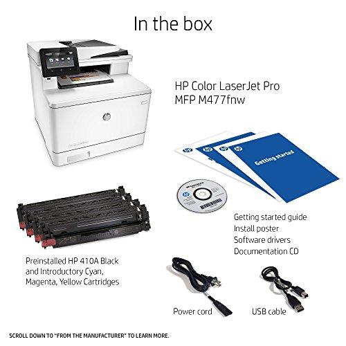 HP LaserJet Pro M477fnw Multifunction Wireless Color Laser Printer with Built-in Ethernet (CF377A)