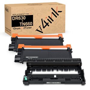 v4ink compatible dr-630 tn-660 set replacement for brother dr630 drum tn660 toner (1d+ 2t set) for brother hl-l2300d l2320d l2340dw l2360dw mfc-l2700dw l2720dw l2740dw tray_toners_cartridges_printer