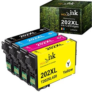 HOINKLO Remanufactured 202 Ink Cartridge Replacement for Epson 202 XL 202XL T202XL for Expression Home XP-5100 Workforce WF-2860 Printer New Upgraded Chips (1 Black, 1 Cyan, 1 Magenta, 1 Yellow)