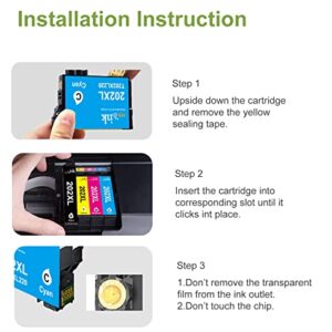 HOINKLO Remanufactured 202 Ink Cartridge Replacement for Epson 202 XL 202XL T202XL for Expression Home XP-5100 Workforce WF-2860 Printer New Upgraded Chips (1 Black, 1 Cyan, 1 Magenta, 1 Yellow)