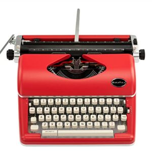red vintage typewriter for a nostalgic flow – manual typewriter portable model for remote writing locations – sleek & durable type writer classic word processor – typewriters for writers