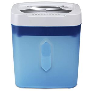 Aurora AU1232XA Anti-Jam 12-Sheet Crosscut Paper/ Credit Card Shredder with 5.2-Gallon Wastebasket (White/ Semi Translucent Blue)