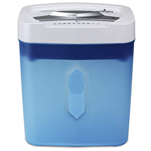 Aurora AU1232XA Anti-Jam 12-Sheet Crosscut Paper/ Credit Card Shredder with 5.2-Gallon Wastebasket (White/ Semi Translucent Blue)