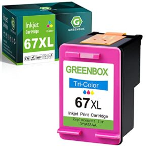 greenbox remanufactured ink cartridge replacement for hp 67 67xl for deskjet 2732 2755 envy 6052 6058 6075 deskjet plus 4152 4155 4158 (1 tri-color)