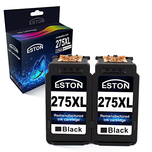 ESTON Printer Ink 275XL Black Remanufactured Replacements for Canon PG-275XL PG275XL Ink Cartridges for Compatible with Canon PIXMA TS3520 TS3522 TS3500 TR4720 TR4700 (2 Black)