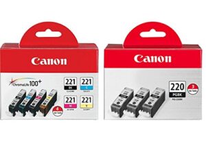 canon cli-221 four-color ink tank pack + canon pgi-220 black ink tank 3-pack