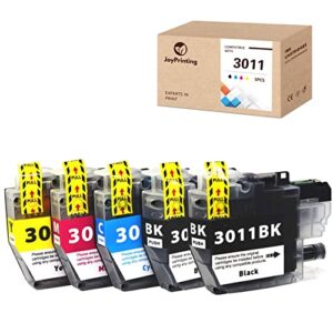 joyprinting lc-3011 compatible brother lc3011 3011 ink cartridges for brother mfc-j491dw mfc-j497dw mfc-j690dw mfc-j895dw printer, 5-pack (2 black, 1 cyan, 1 magenta, 1 yellow)