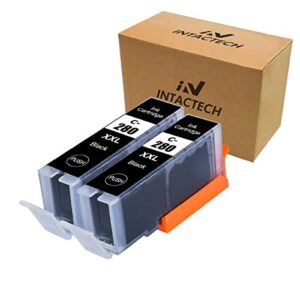 intactech compatible ink cartridges replacement for canon pgi-280xxl pgbk pgi-280 xxl black ink tank 2 pack(2 black pgi 280xxl) work with pixma ts6120 ts8120 tr7520 tr8520 ts9120 ts6220 ts8220 ts9520